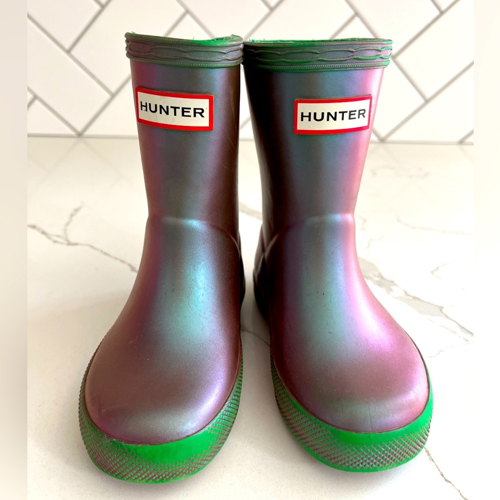 Toddler Hunter Rain Boots Iridescent blue purple green size US 6/ UK5